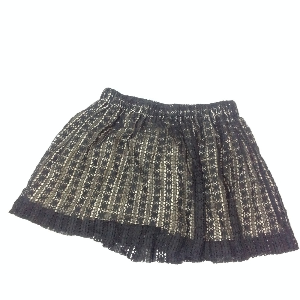 Womens Skirt Elastic Waist Flare Eyelet Size S